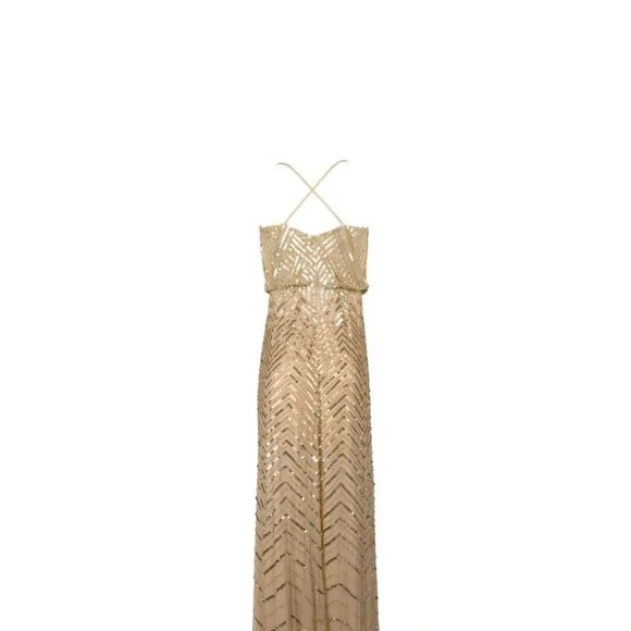NWT Adrianna Papell Gold Chevron Beaded Blouson Gown 14 NWT Adrianna Papell Gold Chevron Beaded Blouson Gown 14